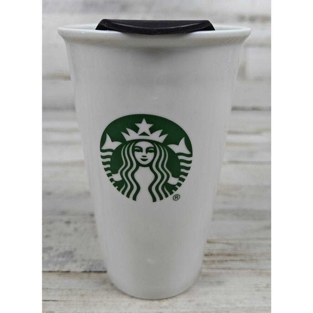Starbucks 10oz Ceramic Travel Coffee Mug Tumbler With Lid White Mermaid Siren